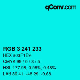 Color code: RGB 3 241 233 | qconv.com
