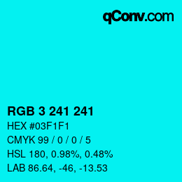 Color code: RGB 3 241 241 | qconv.com