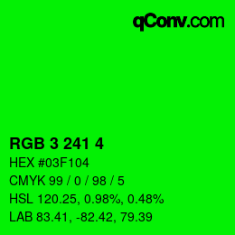 Color code: RGB 3 241 4 | qconv.com