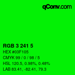 Color code: RGB 3 241 5 | qconv.com