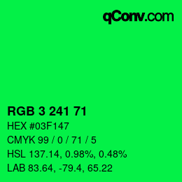 Color code: RGB 3 241 71 | qconv.com