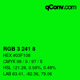 Farbcode: RGB 3 241 8 | qconv.com
