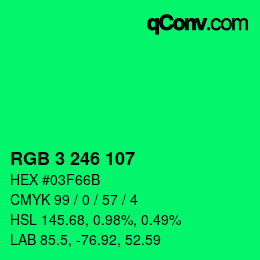 Color code: RGB 3 246 107 | qconv.com