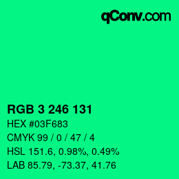 カラーコード: RGB 3 246 131 | qconv.com