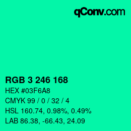 Color code: RGB 3 246 168 | qconv.com