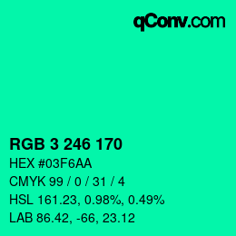 Color code: RGB 3 246 170 | qconv.com