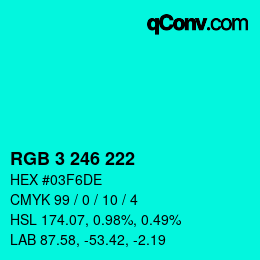 Color code: RGB 3 246 222 | qconv.com