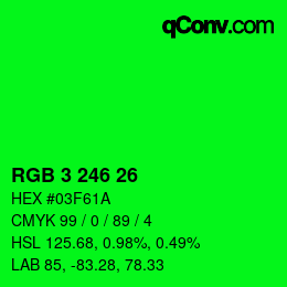Color code: RGB 3 246 26 | qconv.com