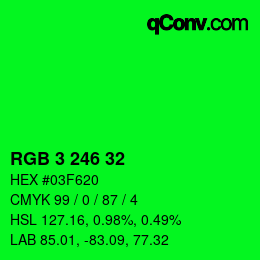Color code: RGB 3 246 32 | qconv.com