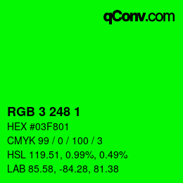 Color code: RGB 3 248 1 | qconv.com