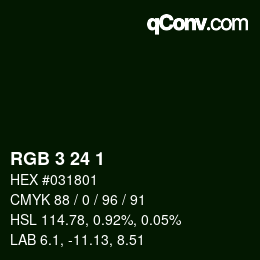 カラーコード: RGB 3 24 1 | qconv.com