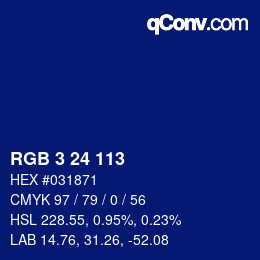 カラーコード: RGB 3 24 113 | qconv.com