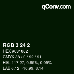カラーコード: RGB 3 24 2 | qconv.com