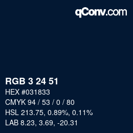 カラーコード: RGB 3 24 51 | qconv.com