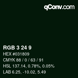 カラーコード: RGB 3 24 9 | qconv.com