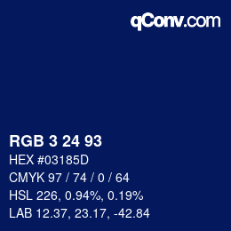 Color code: RGB 3 24 93 | qconv.com