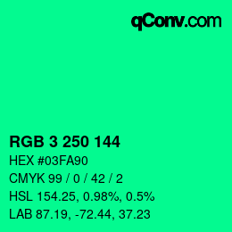 Color code: RGB 3 250 144 | qconv.com