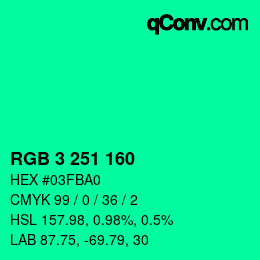 Color code: RGB 3 251 160 | qconv.com