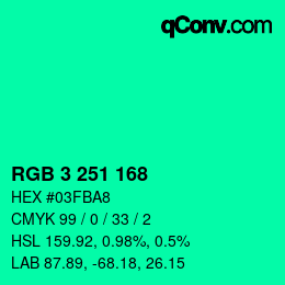 カラーコード: RGB 3 251 168 | qconv.com