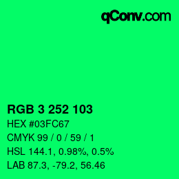 颜色代码: RGB 3 252 103 | qconv.com