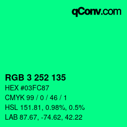 Color code: RGB 3 252 135 | qconv.com