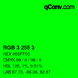 Color code: RGB 3 255 3 | qconv.com