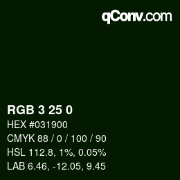 カラーコード: RGB 3 25 0 | qconv.com