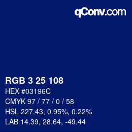 カラーコード: RGB 3 25 108 | qconv.com