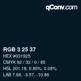Color code: RGB 3 25 37 | qconv.com