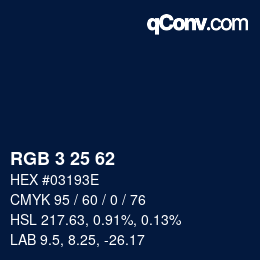 カラーコード: RGB 3 25 62 | qconv.com