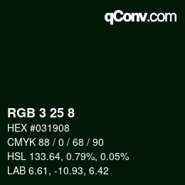 カラーコード: RGB 3 25 8 | qconv.com