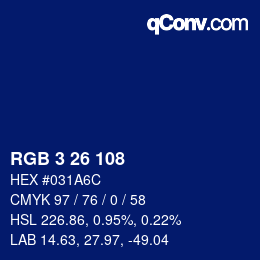 カラーコード: RGB 3 26 108 | qconv.com