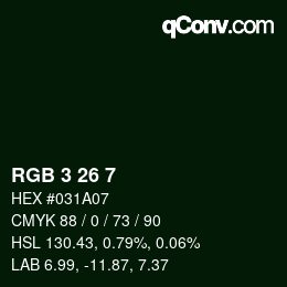カラーコード: RGB 3 26 7 | qconv.com