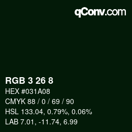 Código de color: RGB 3 26 8 | qconv.com