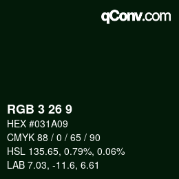 Color code: RGB 3 26 9 | qconv.com