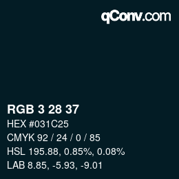 Color code: RGB 3 28 37 | qconv.com