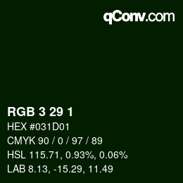 Color code: RGB 3 29 1 | qconv.com