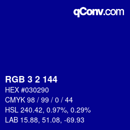 カラーコード: RGB 3 2 144 | qconv.com
