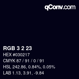 カラーコード: RGB 3 2 23 | qconv.com