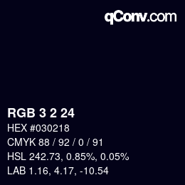 颜色代码: RGB 3 2 24 | qconv.com