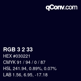 カラーコード: RGB 3 2 33 | qconv.com