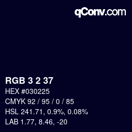 カラーコード: RGB 3 2 37 | qconv.com