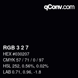 カラーコード: RGB 3 2 7 | qconv.com