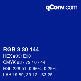 Color code: RGB 3 30 144 | qconv.com