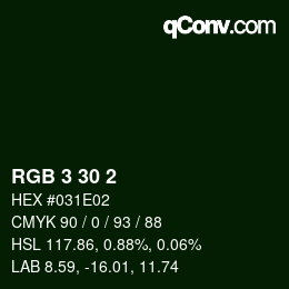 カラーコード: RGB 3 30 2 | qconv.com
