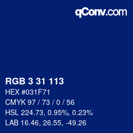 Color code: RGB 3 31 113 | qconv.com