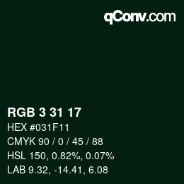 Color code: RGB 3 31 17 | qconv.com