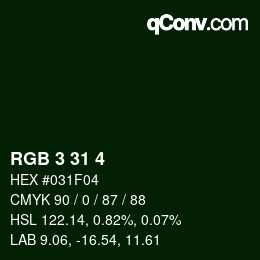 Color code: RGB 3 31 4 | qconv.com