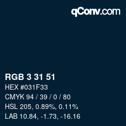 Color code: RGB 3 31 51 | qconv.com