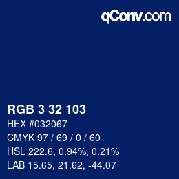 Farbcode: RGB 3 32 103 | qconv.com